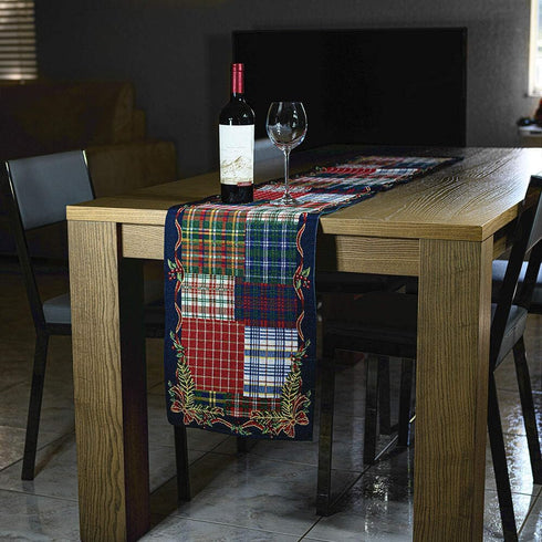 Homvare Christmas Table Setting Full Length Runner, Woven Tapestry 13”x72” for Holiday Dinner and Parties