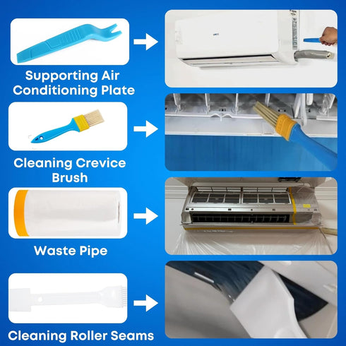 18Pcs 2L Oiktylr Mini Split Cleaning Kit Bag with Pressure Sprayer, PVC AC Cleaning Cover, Waterproof Air Conditioner