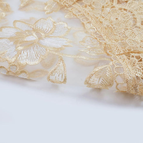 24 Inch Retro Round Lace Tablecloth Embroidered Table Cover Decorative Dining Doily for Wedding & Cafe, Brown