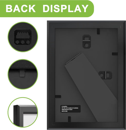 FrameWorks 2-Pack Black Wooden Shadow Box Picture Frames, 4” x 6” with Removable White Mat for Photos