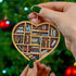 AyeBeau 2025, Book Lovers Ornaments Gifts, Bookshelf Heart Ornament Christmas for Tree Bookstore Book Lovers Heart
