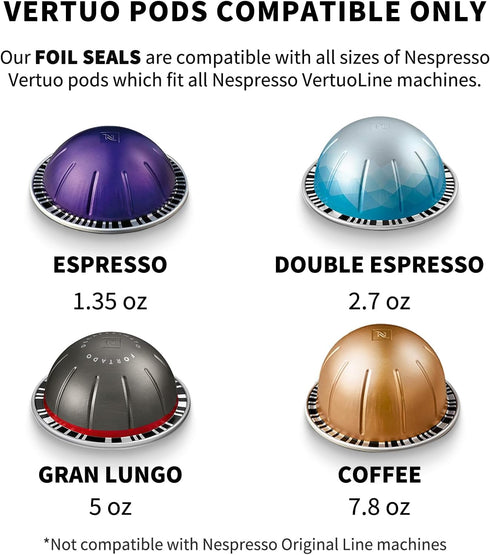Universal Aluminum Foil Seal Lids for Nespresso Pods Vertuo - 100Pcs Coffee Pods Covers (62mm)