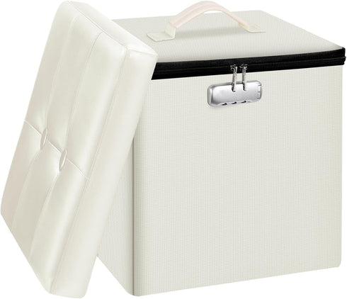 Tamfile Small Ottoman with Storage, 13 x 13 x 13 inch Fireproof
