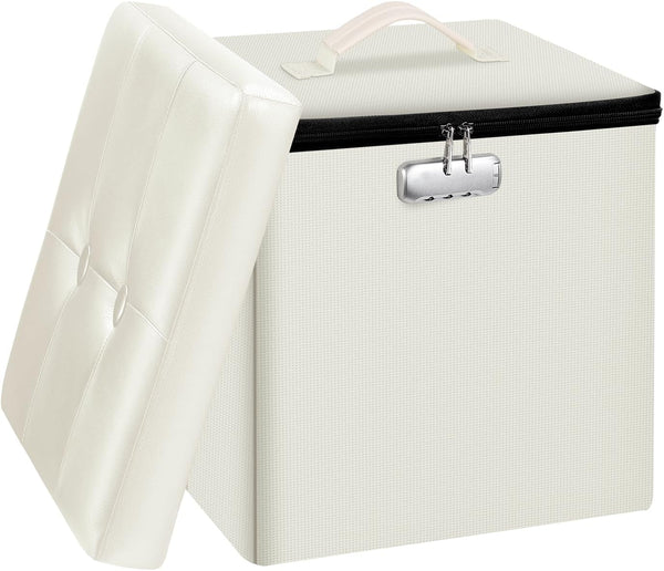 Tamfile Small Ottoman with Storage, 13 x 13 x 13 inch Fireproof