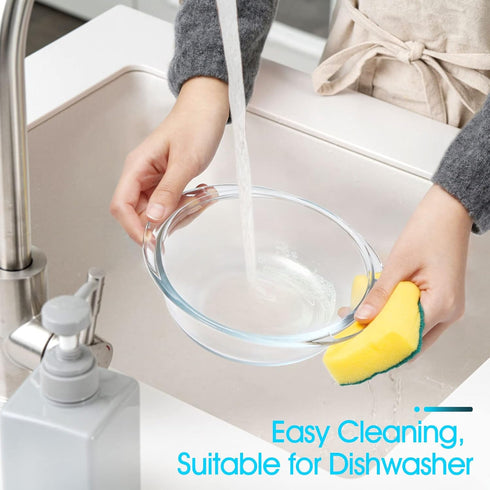 Mini 0.5 Liter Glass Casserole Dish with Glass Lid - Round Oven Safe Bakeware with Handles