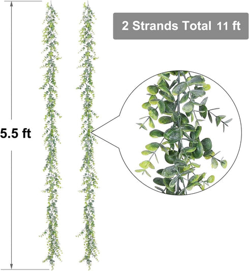 Lvydec 2 Pack Artificial Eucalyptus Garland, 5.5 Feet/Strand Fake Greenery for Wedding Decor