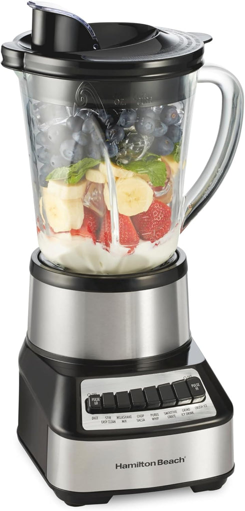 Wave Crusher Blender for Shakes and Smoothies, 40 Oz Glass Jar, 14 Functions, Black + Stainless Steel by Hamilton Beach