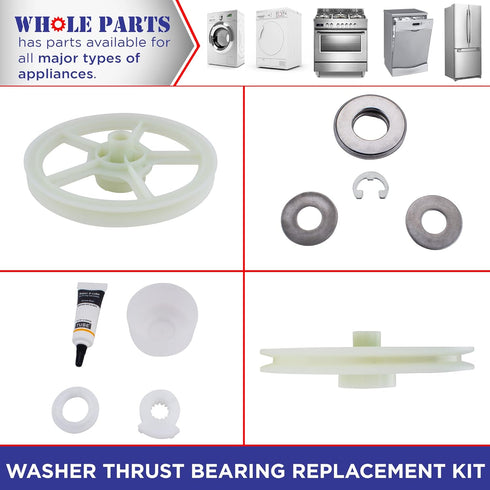 Whole Parts Washer Trust Bearing Replacement Kit, Compatible with Whirlpool Maytag Amana Washers, 2 Yr Warranty