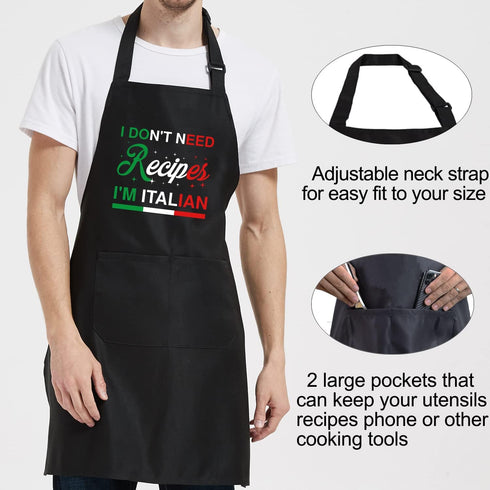 Chef Apron for Men - Funny Pizza Apron, Italian Gifts for Women, Kitchen BBQ Grill Dad Mom