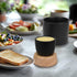 Countertop French Butter Dish,Samseel Porcelain Butter Crock with Water Line and Thick Wooden Lid, a Butter Keeper