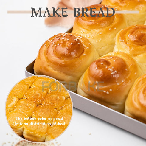 FORBAKE Non-Stick 11" Square Baking Sheet, Golden Aluminum Alloy Oven Pan for Cookies & More