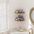 JJL 10.4 Inch Set 2 Corner Wall Shelf, Wooden Corner Shelves, of Floating Shelf for Wall Storage, Wall Mount Corner