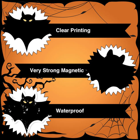 Whaline 16Pcs Halloween Refrigerator Magnets, Black Bat Stickers, Happy Halloween Decorative for Locker, Home, Garage
