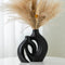 Liotww Black Vases Home Decor Set of 2, Ceramic Black Small Flower