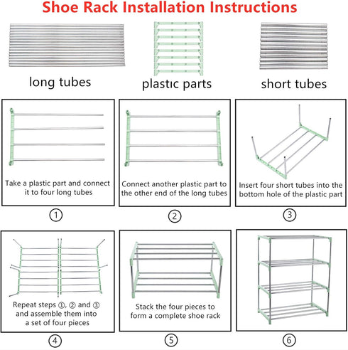 4-Tier Small Shoe Rack, Stackable Lightweight Shoe Shelf Storage Organizer for Entryway, Hallway, Closet (Green)