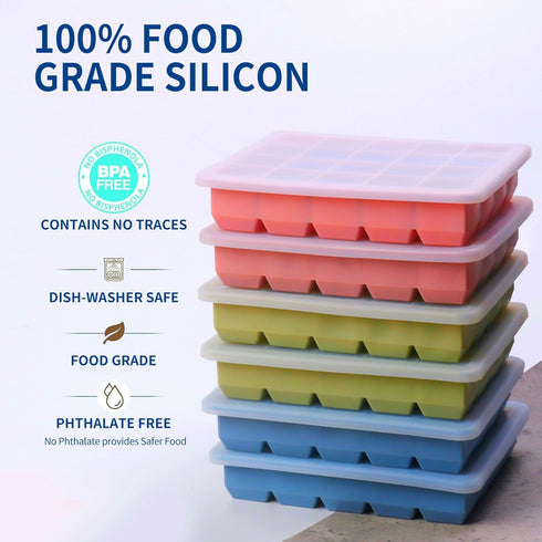 BECOKIT 1 3 Pack) Tbsp Silicone Freezer Molds - Perfect for Storing Garlic, Herbs, Ginger, Pesto, Tomato Paste, Lemon