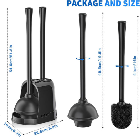 LOVLOY Brush,2 Pack Set 2-in-1 5.3-inch Toilet Plunger and Bowl Brush and Heavy Duty Toilet Plunger with Ventilated