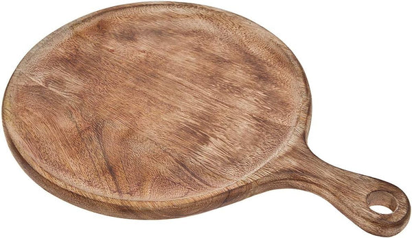 Godinger Round Wood Chopping Cutting Board with Handle for Kitchen, Fruits, Vegetables, and Meat