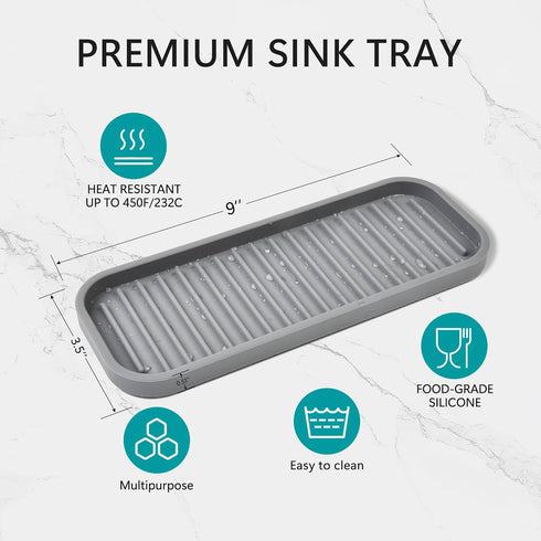 Mofason Silicone Soap Tray, Bathroom Kitchen Finishing Tray, Soap and Sponge Sink Organizer (Mist, 2 Pack)