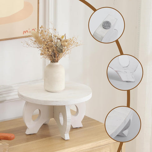 VZODESR 10 inch Small Plant Stand Kitchen Display Stand Plant Holder Plant Stool Round Stand Risers Farmhouse Rustic