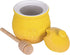 Whimsical Yellow Stoneware Honey Jar with Wooden Dipper