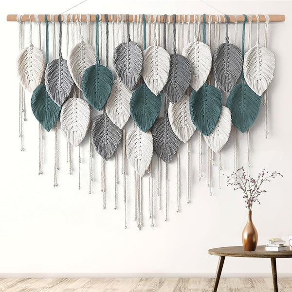 Weldomcor Large Macrame Wall Hanging Boho Home Decor, Handmade Bohemian Woven Leaves