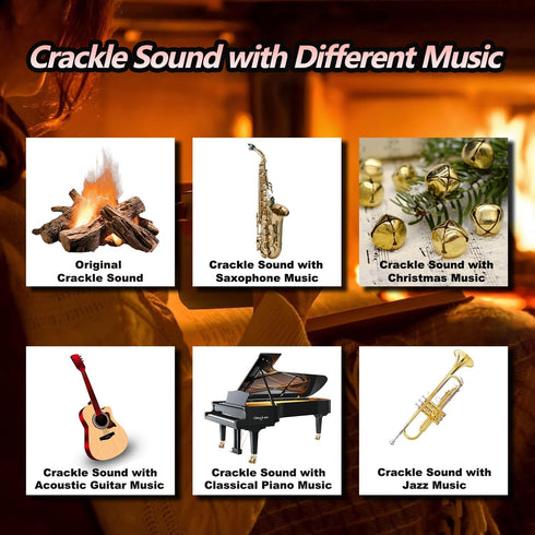 Roamoris Noise,24 Playtime,190+ Bass-Boosted Electric Fireplaces Crackler Sound Box,Fire Crackling Speaker