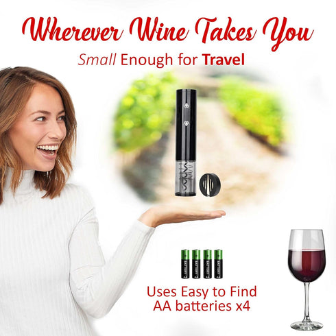 BRENTWOOD WA-2004BK Portable Wine Opener with Foil Cutter, Fits Most Bottles, Black