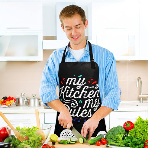 Sosolong Adjustable Waterproof Bib Apron with 2 Pockets for Cooking, Kitchen Aprons for Men and Women, Adult Gifts