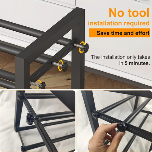 2-Tier (17.5"-30.7") Closet, Detsuk Expandable Shoe Rack Adjustable Heavy-Duty Metal Shoe Organizer Shelf for Entryway