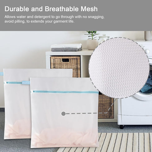 Polecasa Premium Soft Fine Mesh Laundry Bags - 2 Pack Jumbo Durable Wash Bags with Sturdy Zipper
