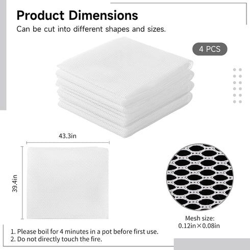 4 Pcs Rice Net, 43.3" 39.4" Sushi Rice Cooking Net, Non-Stick Fine Mesh Cloths for Homes & Restaurants