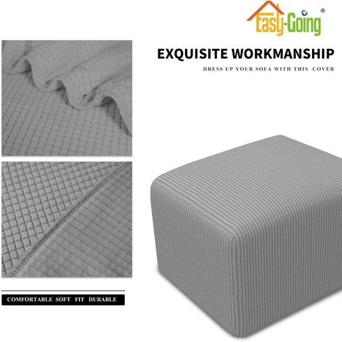 Easy-Going Stretch Ottoman Cover Folding Storage Stool Furniture Protector Soft slipcover with Elastic Bottom