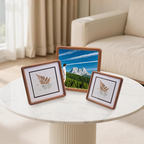 WILTYAPF 66 4x4 6x6 Walnut Solid Wood Small Picture Frames With HD Glass, Square Frame With Mat For Picture or Picture