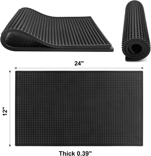 Large Bar Mat for Countertop, 12X24'', Thicker Rubber Coffee Bar Mat, Non-Slip Kitchen Mat for Easy Cleaning