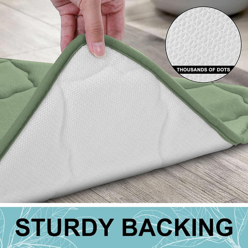OLANLY Memory Foam Bath Mat Rug 30x20: Ultra Soft Non-Slip Absorbent Bathroom Carpet for Floor, Tub, Shower, Sage Green