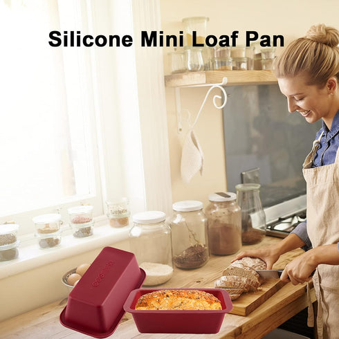 Silicone Mini Loaf Pan Set of 4 - Non-Stick Easy Release Baking Mold for Bread, Brownies, Cake, BPA Free