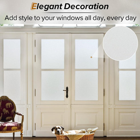 rabbitgoo Privacy Window Film - Frosted Glass Clings, Static Cling Heat Blocking Door Stickers for Home, 11.8" x 78.7"