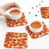 Set 4 Inches Set 6 Marble Coasters Square Leather Drinks Coaster with Holder for Coffee Table Bar Home Decor of (Pizza