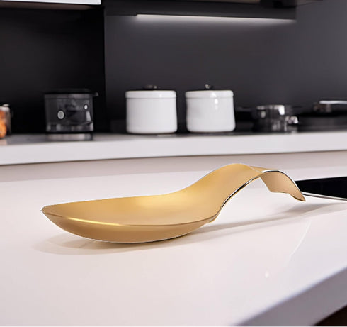Elegant Spoon Rest Holder for Stove Top, Cooking and Kitchen Utensil Holder, Retro Gold Culinary Rest