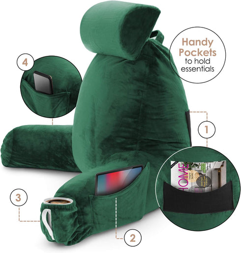 2 Clara Clark Reading Pillow with Shredded Memory Foam Includes Neck and Lumber Support Pillows, Designed for Sitting