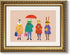 ARPEOTCY Framed Canvas Wall Art, 11x14 Whimsical Animal Family Illustration, Storybook Style