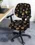 Computer Office Chair Cover, Yellow Paw Print on Black Background, Protective & Stretchable Desk Chair Slipcover
