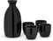 True Moga Sake Set, Japanese Style Pitcher and Tumbler Set for Sake, Four 3.5 oz Cups and One 8 oz Carafe, Fire Glazed