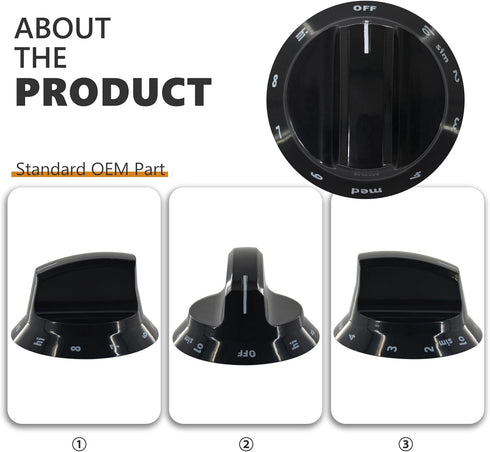 316544007 Stove Control Knob, Black, Compatible with Electrolux Range Oven Kitchen Burner Accessories (4PACK)