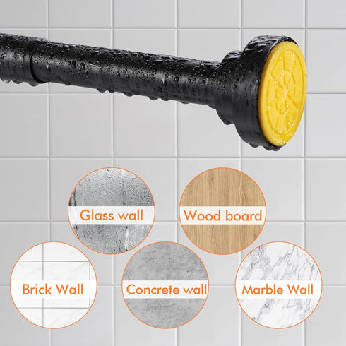 Adjustable Shower Curtain Rod 31-68 in - No Drilling Black Tension Rod for Bathroom Room Divider