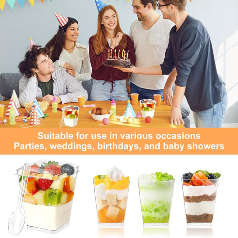 YOIYINI 30 Pack 5oz Dessert Cups with Lids and Spoons,Yogurt Parfait Cup with Lids,Plastic Dessert Containers