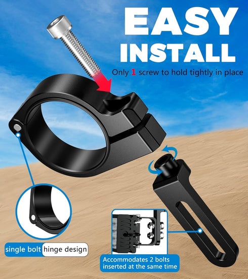 2 PCS UTV Light Bar Mounts, Sturdy Aluminium Alloy LED Light Bar Mounting Brackets for 1.5"-2.1" Roll Bars
