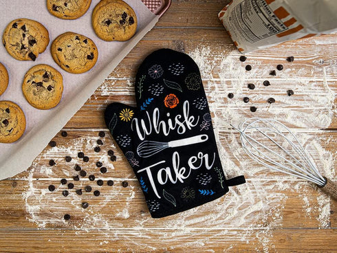 Whisk Taker Funny Kitchen Cooking Baking Graphic Novelty Oven Mitt - Cool Food Novelty Cookware