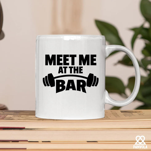 Panvola Meet Me At The Bar Weightlifting Gift Mug, Funny Ceramic Gym Coach Mug for Dad, Husband, or Brother